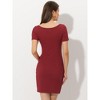 Allegra K Women's Knit Slim Fit Ruched Drawstring Tie Front Casual Mini Bodycon Dress - 4 of 4