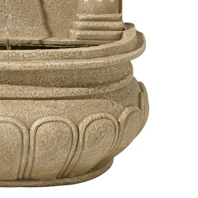 Sandstone Lion Face Outdoor Wall Water Fountain with Ionic Columns