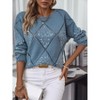 Women's Knit Sweater - Long Sleeve Round Neck Loose Fit Pullover for Party - 3 of 4