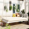 VisioGear Patio Swing Bed Modern Porch Swing Hanging Bed Frame with Hemp Ropes and Single Arm for Garden, Backyard, White, 80"*55"*23.7" - 4 of 4