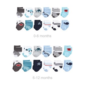 Hudson Baby Infant Boys Grow with Me Cotton Terry Socks, Sea Creatures, 0-6 and 6-12 Months - 1 of 2