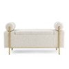 TiramisuBest Elegant Upholstered Storage Bench with Cylindrical Arms, Linen Fabric Ottoman with Iron Legs, White for Hallway Living Room Bedroom - 4 of 4