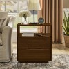 Lirago Mid Century Modern Nightstand with Charging Station 2 Solid Wood Drawers Open Shelf Walnut Brown 25.5"H x 22.75"W x 15.75"D - 2 of 4