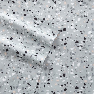 Gray Terrazzo Micro Flannel California King Deep Pocket Sheet Set