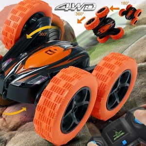 Angel Sar 360° Flip Stunt RC Car, 4WD Double-Sided Remote Control Race Car with 2.4GHz Control, Off-Road Toy for Kids Indoor Outdoor Play, Orange - 1 of 4