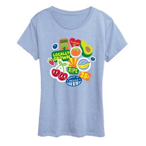 Women's - Instant Message - Fruit Stamps Short Sleeve Graphic T-Shirt - 1 of 4