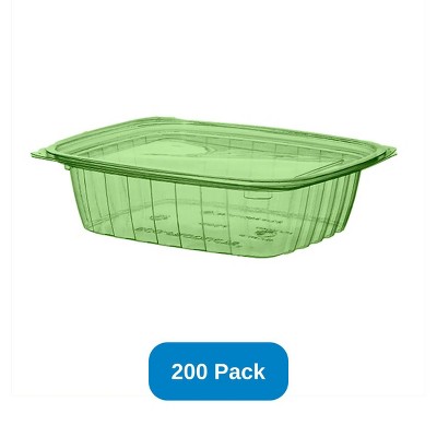Eco-Products 32 oz Rectangle Deli Container & Lid Compostable Green PLA - Case of 200