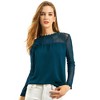 INSPIRE CHIC Women's Elegant Lace Sleeve Scalloped Trim Summer Casual Chiffon Blouse - 2 of 4