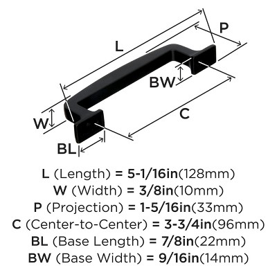 Westerly 3-3/4 inch Black Bronze Cabinet Pull
