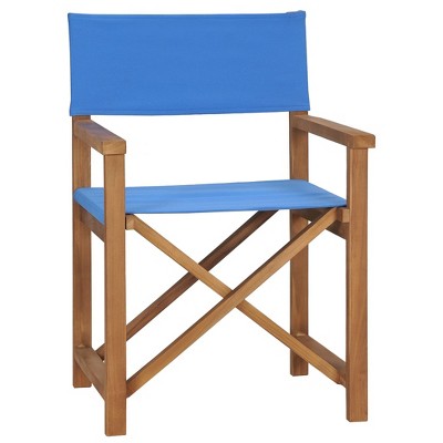 vidaXL Director's Chair - Durable and Foldable Design Furniture for Outdoors - Blue, Made of Premium Teak Hard Wood, Easy to Assemble