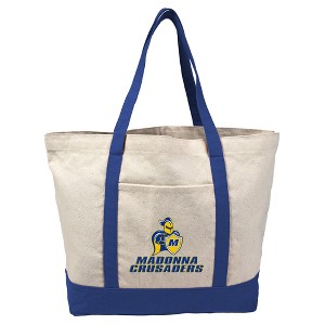 Madonna University Primary Logo Canvas Tote Bag With External Pocket, Reusable Shoulder Bag for Shopping, School, Beach - 1 of 4