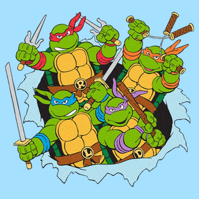 Men's Teenage Mutant Ninja Turtles Battle Group in Action T-Shirt, 2 of 5