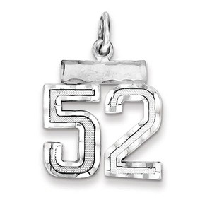 Black Bow Jewelry Sterling Silver, Varsity Collection, Small D/C Pendant, Number 52 - 1 of 4