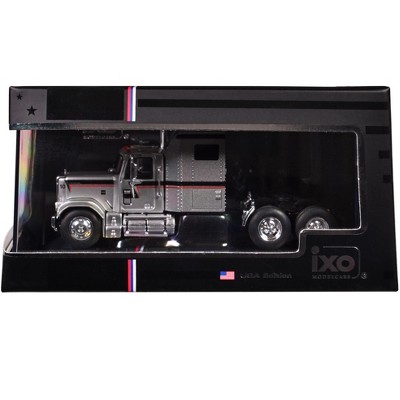 1980 GMC General Truck Tractor Silver Metallic with Black and Red Stripes 1/64 Diecast Model by IXO Models