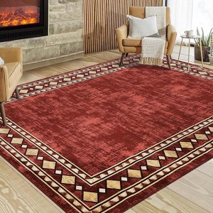 Acekool 5x7 Washable Rug – Modern Geometric Indoor Carpet, Non-Slip Ultra-Thin Floor Mat for Living Room & Bedroom - 1 of 4