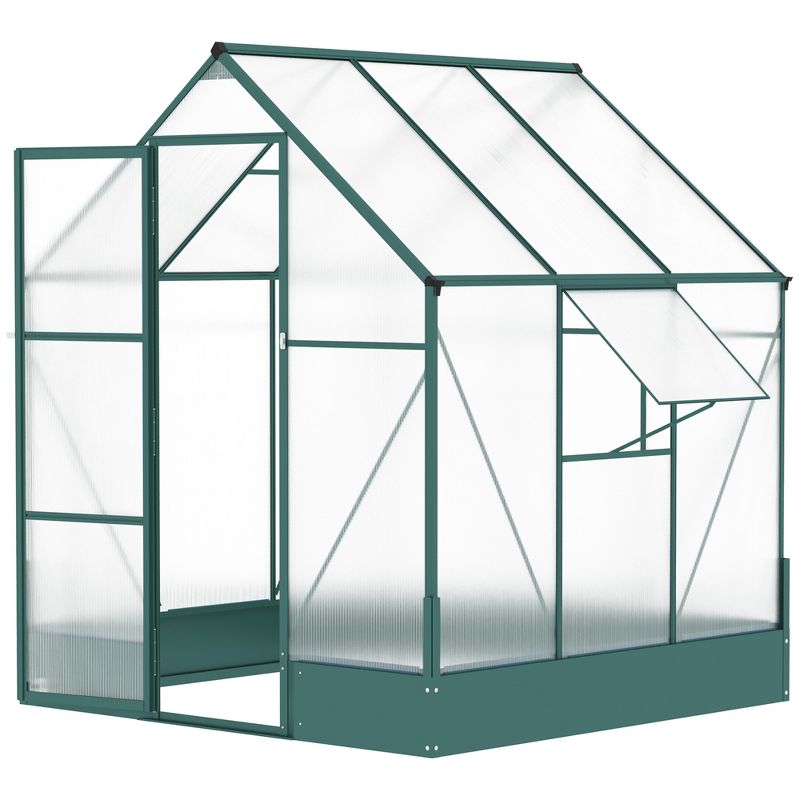 Outsunny Walk-in Plant Polycarbonate Greenhouse with Temperature Controlled Window Hobby Greenhouse for Backyard/Outdoor, 5 of 8