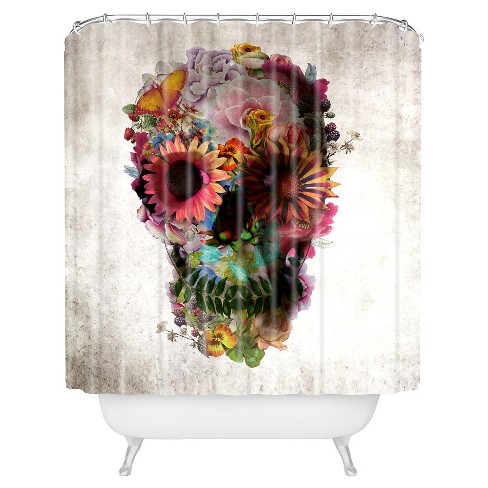 Shower Curtain, Sugar Skull Shower Curtain, Color Crazy Shower