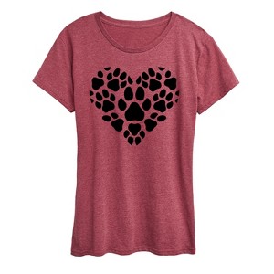 Women's - Instant Message - Pawprint Heart Short Sleeve Graphic T-Shirt - 1 of 4