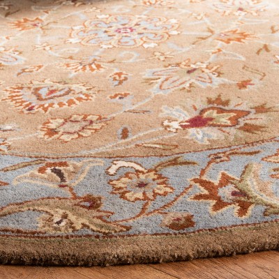 Heritage Beige and Blue Hand-Tufted Wool Area Rug