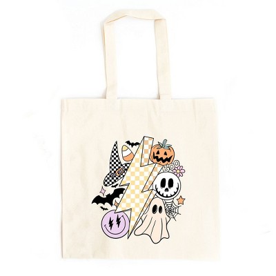 City Creek Prints Lightning Bolt Halloween Canvas Tote Bag - 15x16 - Natural