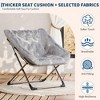 Rabbit Fur Saucer Chair - Foldable Comfy Lounge Chair with Metal Frame - 3 of 4
