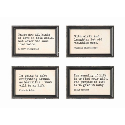 9" x 6" (Set of 4) Quotes Wood Framed Decorative Wall Art - 3R Studios