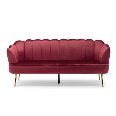 NicBex 3 Seater Sofa Couch with Deep Seat & Armrest Modern Upholstered Velvet Sofa with Metal Legs for Living Room