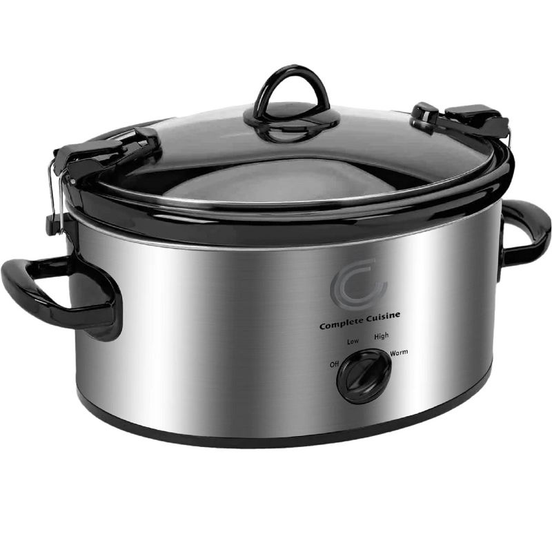 Complete Cuisine CC-SL-6100-LL-SS 6-Quart Oval Slow Cooker with Locking Lid, 1 of 7
