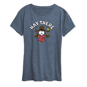 Women's - Peanuts - Snoopy Scarecrow Hay There Short Sleeve Graphic T-Shirt - 1 of 4