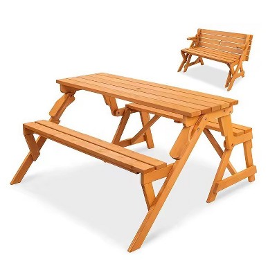 Tierra Garden 2 in 1 Convertible Picnic Table/Bench, Hemlock Hardwood, 54.33"L x 57.1"W x 27.56"H