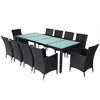 vidaXL Patio Furniture Set Set of 10 Black Poly Rattan Set of 11 - 3 of 4