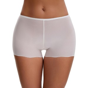 INSPIRE CHIC Women's Seamless Ice Silk Lace Trim Slip Shorts for Under Dresses Lightweight Elastic Boyshorts - 1 of 4