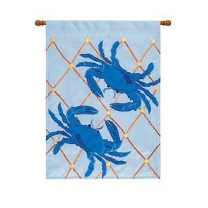 C&F Home 13" x 18" Double Sided Blue Crabs Applique Garden Flag Coastal Nautical Decor - 1 of 1