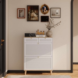 ORRD 2-Door Shoe Cabinet with Drawers - Narrow Freestanding Shoe Organizer with Wood Legs for Entrywa - 1 of 4