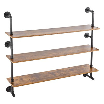 Munora Industrial Pipe Shelf 3 Tier 48x9.84in Wall-Mount for Kitchen Bedroom