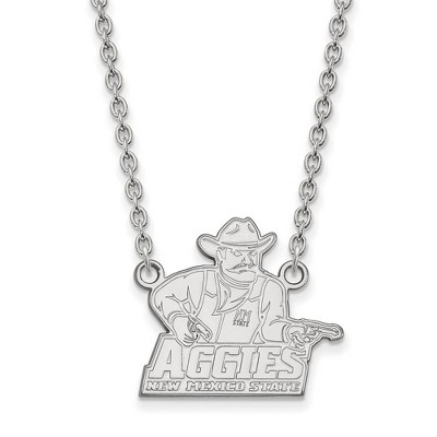 Black Bow Jewelry 10k White Gold New Mexico State Aggies NCAA Necklace 18 Inch