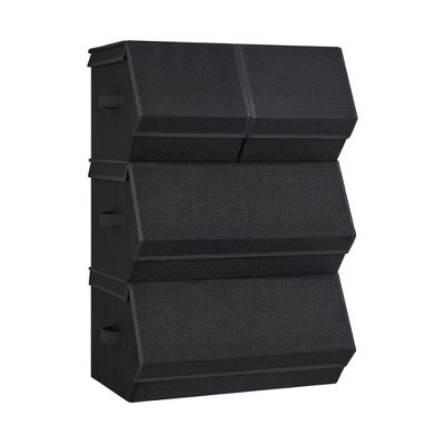 Set of 4 Stackable Storage Bins with Magnetic Closures, Storage Boxes with Lids, Clothes Organizers