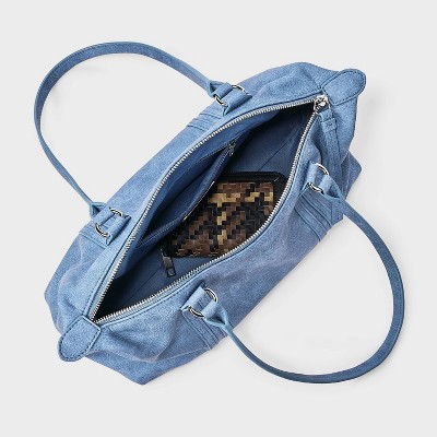 Universal Thread Faux Leather Distressed Satchel Bag - Universal Thread™ Blue — фото 3