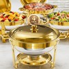 Warmounts 5QT Gold Luxury Round Chafing Dish Buffet Set Food Warmer with Steel Lids & Holders - 2 of 4