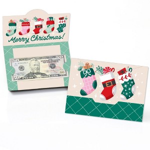 Big Dot of Happiness Christmas Stockings Money Cards for Cash with Envelopes, Winter Holiday Party Gift Card Holders Money Holders for Cash - Set of 8 - 1 of 4