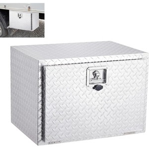 "24" Aluminum Diamond Plate Tool Box, Lockable Truck Storage Chest with Sliding Shelf, Waterproof Organizer for Pickups, RVs & Trailers - 1 of 4