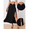 Allegra K Women's Boho Keyhole Smocked Split High Waist Summer Beach Maxi Skirts - 2 of 4