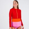 Calypsa Womens Half-Zip Color Block Rash Guard - 2 of 4