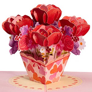 Pop of Art by Paper Love 3D Roses Pop Up Card, 5" x 7" Cover - Includes Envelope and Note Tag - 1 of 4