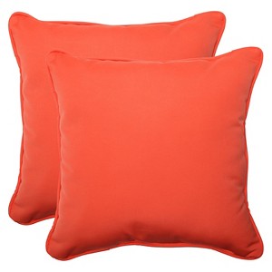 Sunbrella Canvas Outdoor 2-Piece Square Throw Pillow Set - Orange, Melon Ball
