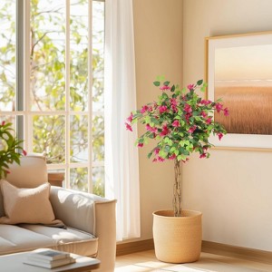 Whizmax Artificial Bougainvillea Tree, Tall Potted Fake Trees, Faux Tree with Pink Plum Bossom for Outdoor Indoor Home Decor - 1 of 4