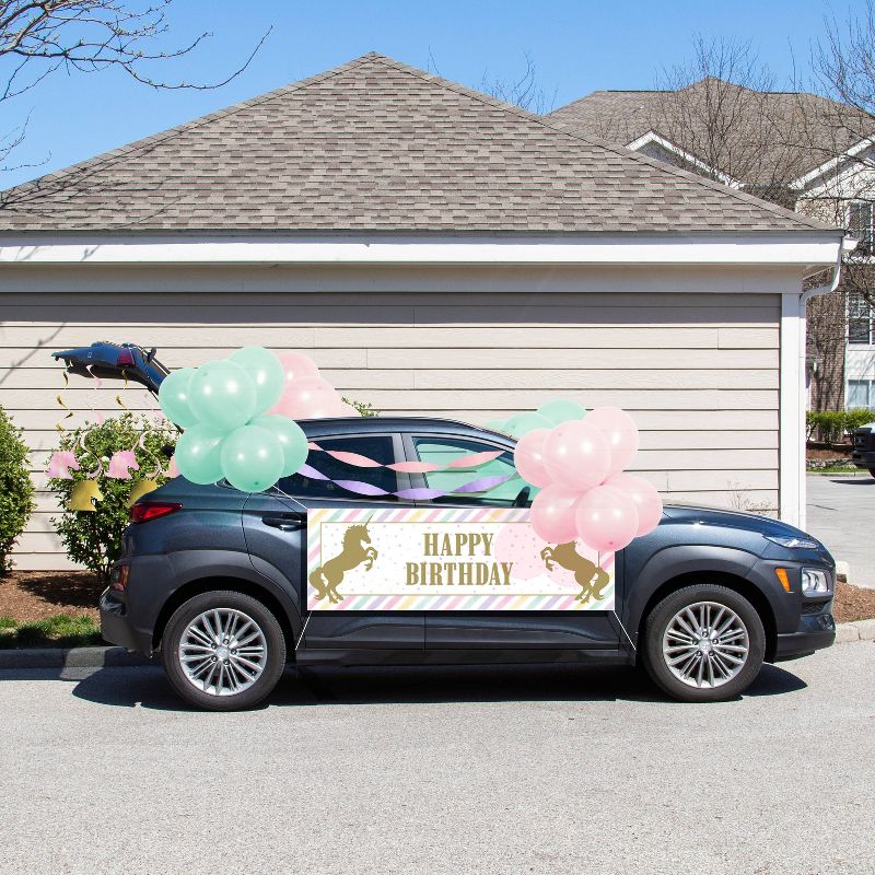 Sparkle Unicorn Birthday Parade Car Party Decoration Kit, 1 of 8