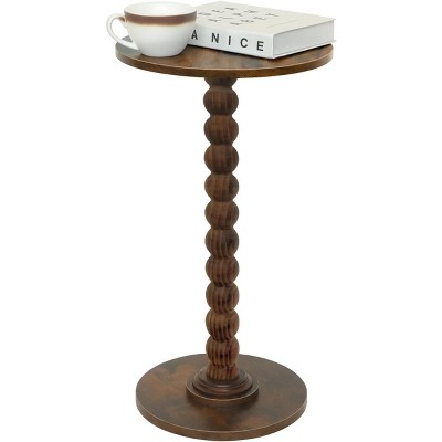 Round Side Table, Small Drink Table for Small Spaces, Modern Accent Nightstand with Solid Wood Leg