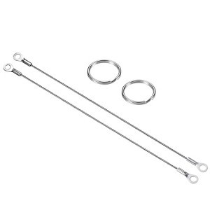 Unique Bargains Stainless Steel Lanyard Cables Eyelets Ended Security Wire Rope 6 Pcs with 12 Pcs Key Ring - 1 of 4