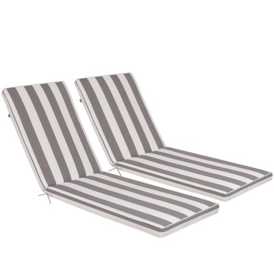 FURNIinspire Outdoor Seat Cushions 2pcs Outdoor Cushion Set Replacement, Gray And White Stripes Seat Cushion, Multicolored, 74.4"*22.05"*2.8"